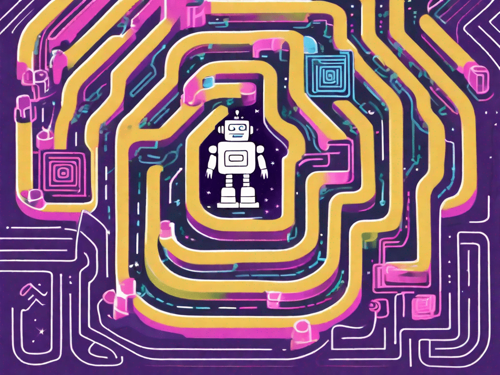 A robot navigating through a complex maze
