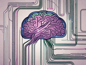 A brain-shaped computer connected to various data streams