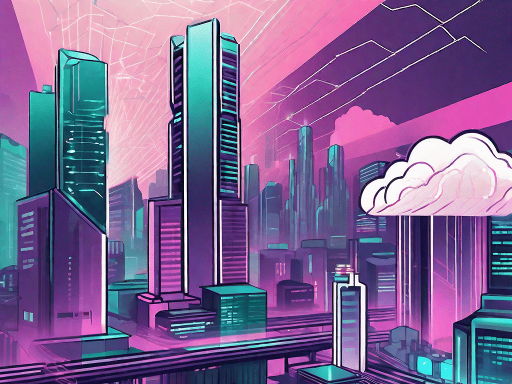 A futuristic cityscape with high-tech buildings