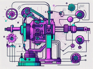 A complex machine with various components representing different feature variables