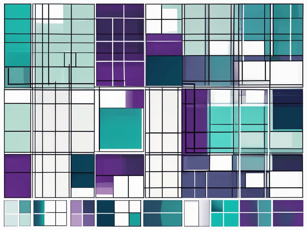 A grid system with different colored squares to symbolize various categories