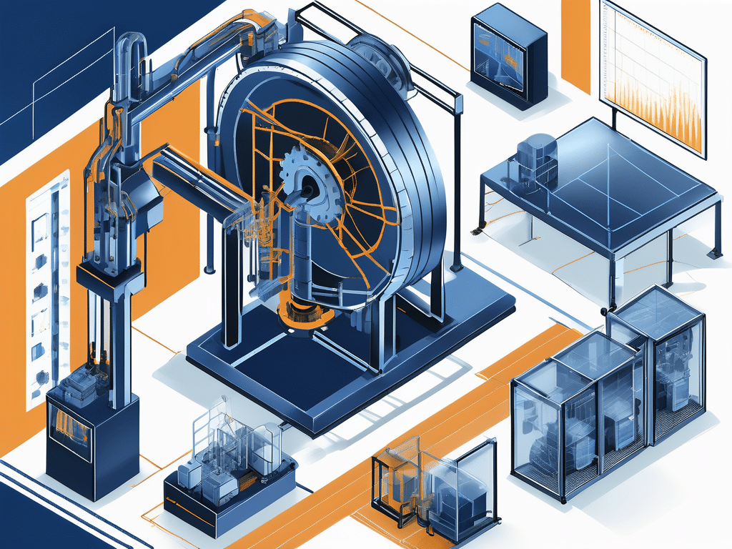 An industrial setting featuring advanced machinery and sensors