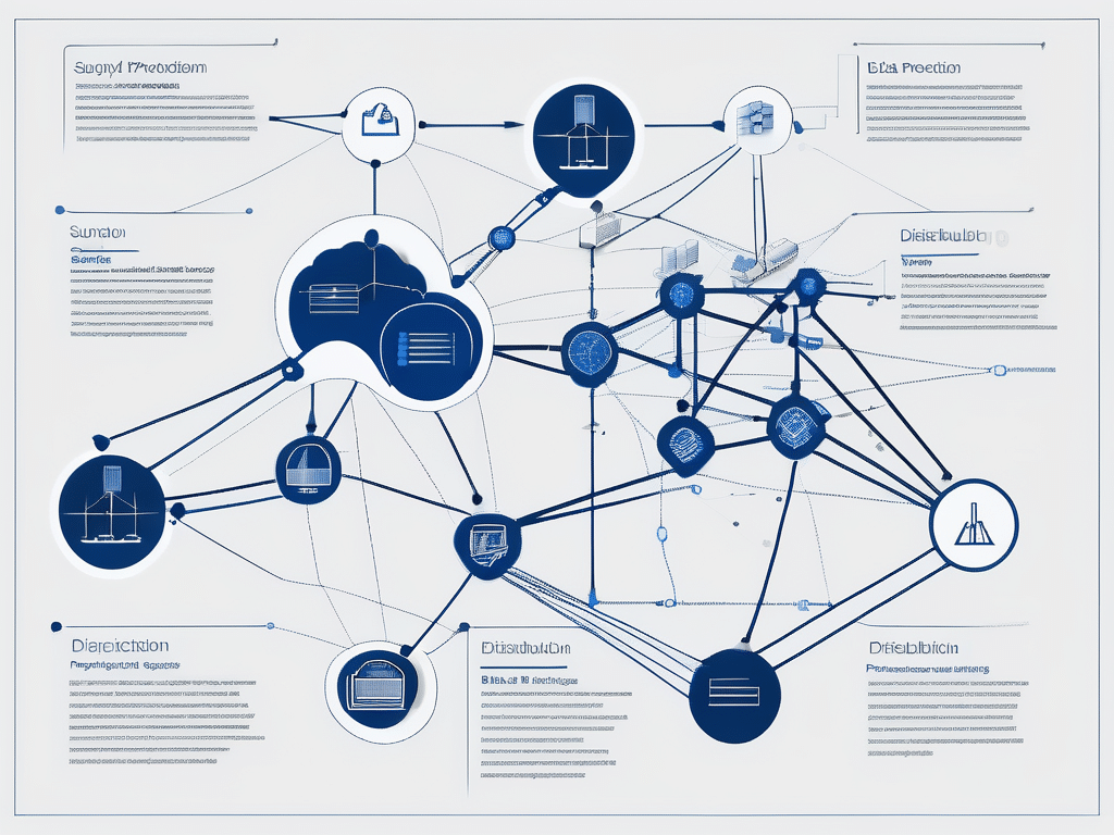 An intricate supply chain network diagram